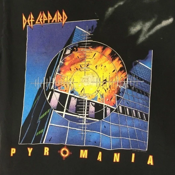 Vintage Band Tee Def Leppard T Shirt Graphic Fire - Picture 2 of 6